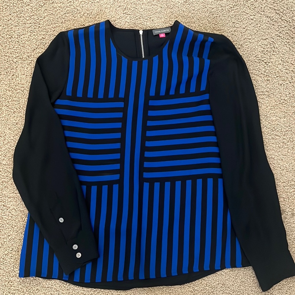 Vince Camuto Blue and Black Blouse